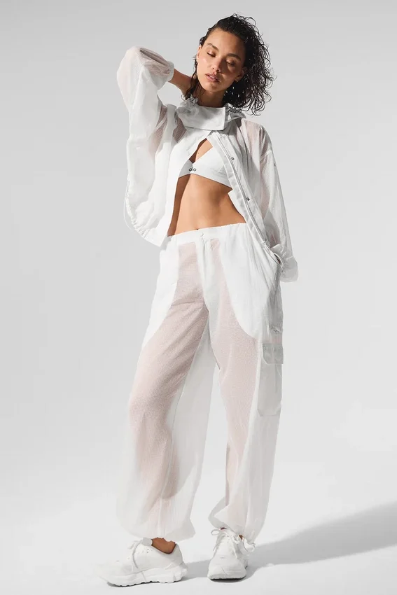 Pantalon de jogging large Sheer Game Time – Blanc