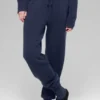 Pantalon de jogging New Class High-Waist en laine et cachemire – Bleu marine