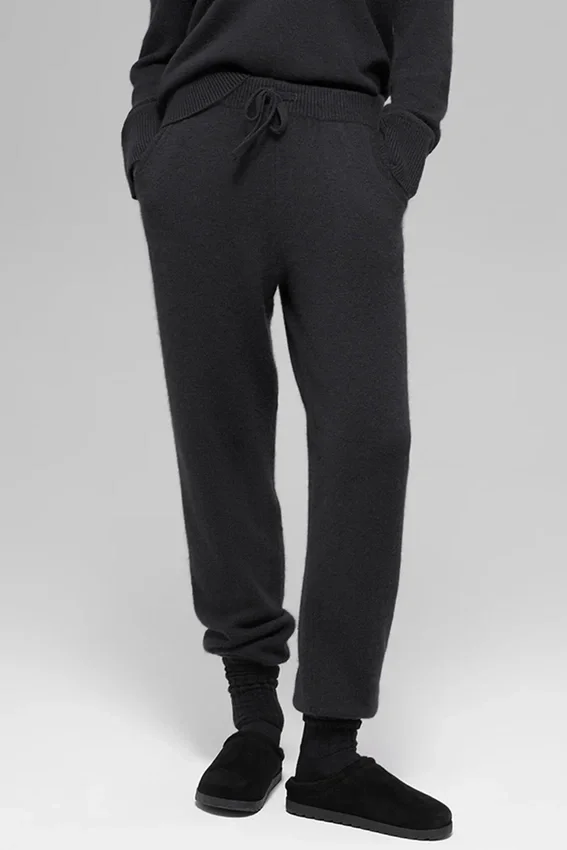 Pantalon de jogging New Class High-Waist en laine et cachemire – Noir