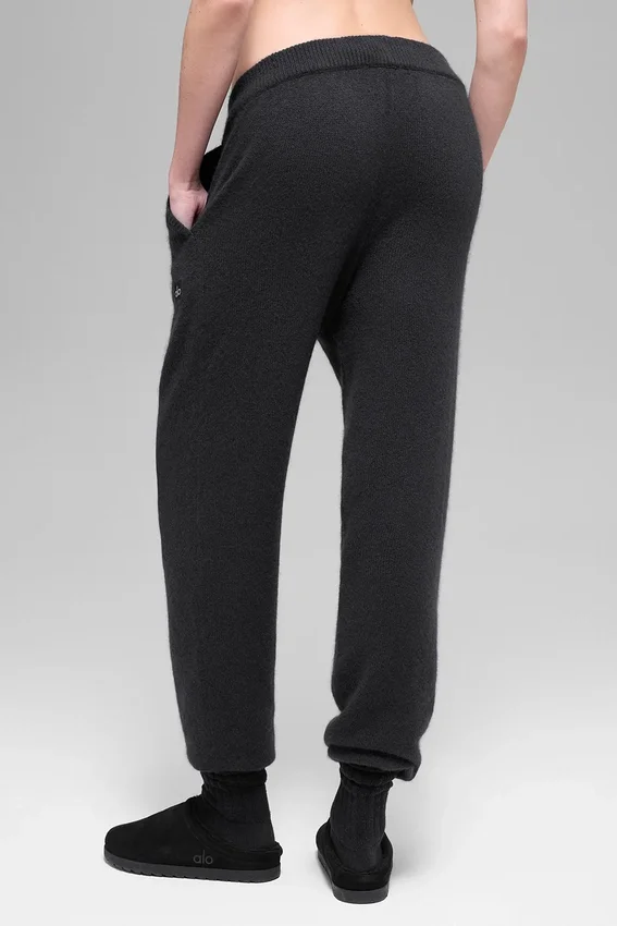 Pantalon de jogging New Class High-Waist en laine et cachemire – Noir