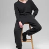 Pantalon de jogging New Class High-Waist en laine et cachemire – Noir