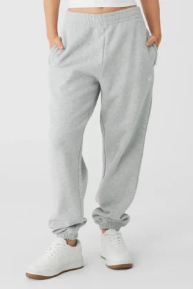 Pantalon de jogging épais Renown à revers – Gris chiné athlétique