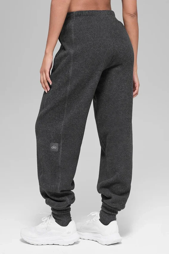 Pantalon de jogging « Retreat » en polaire High-Waist – Gris chiné foncé
