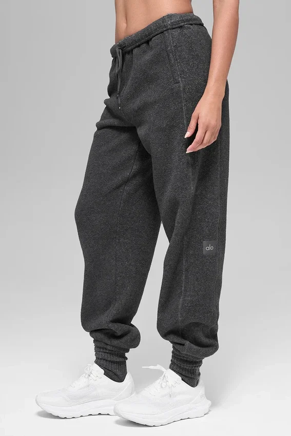 Pantalon de jogging « Retreat » en polaire High-Waist – Gris chiné foncé