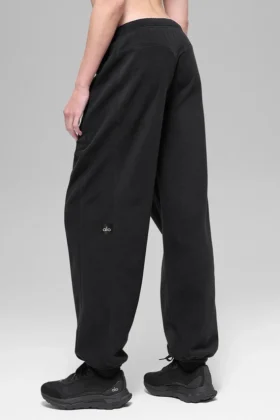 Pantalon de jogging « Retreat » en polaire High-Waist – Noir