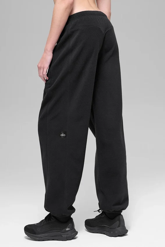 Pantalon de jogging « Retreat » en polaire High-Waist – Noir