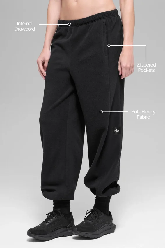 Pantalon de jogging « Retreat » en polaire High-Waist – Noir