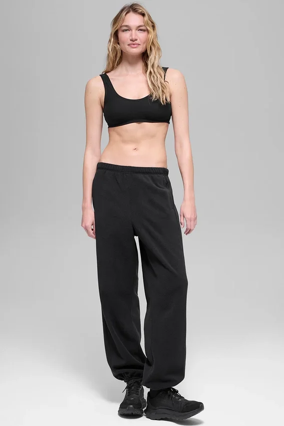 Pantalon de jogging « Retreat » en polaire High-Waist – Noir