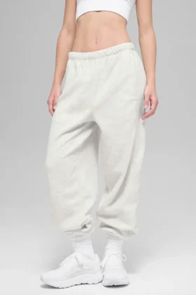 Pantalon de jogging Retreat High-Waist en polaire – Gris chiné blanc