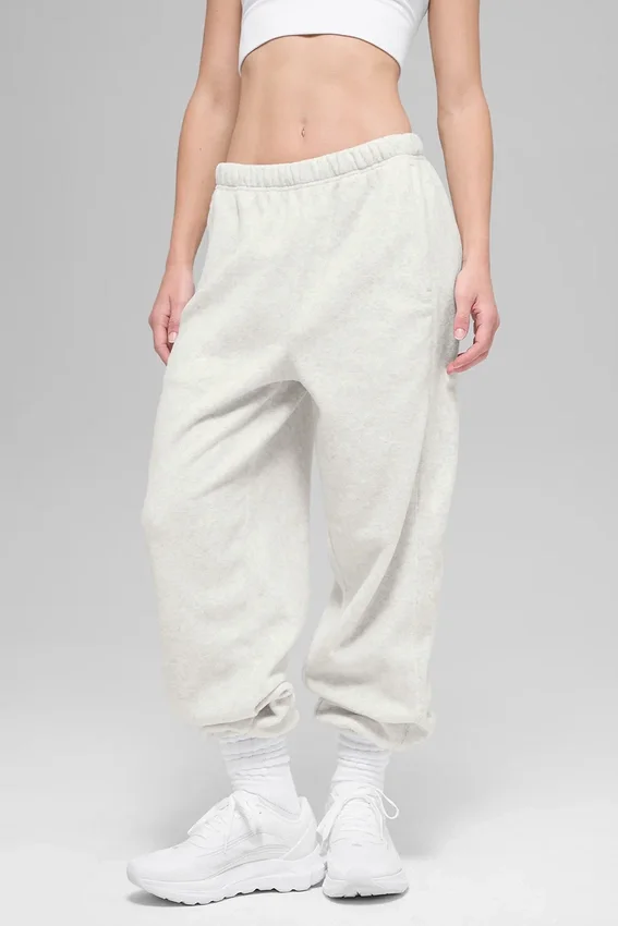 Pantalon de jogging Retreat High-Waist en polaire – Gris chiné blanc