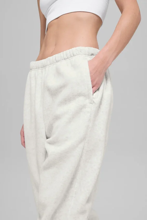 Pantalon de jogging Retreat High-Waist en polaire – Gris chiné blanc
