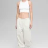 Pantalon de jogging Retreat High-Waist en polaire – Gris chiné blanc