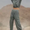 Pantalon de jogging Sheer Game Time à jambes larges - Gris lunaire