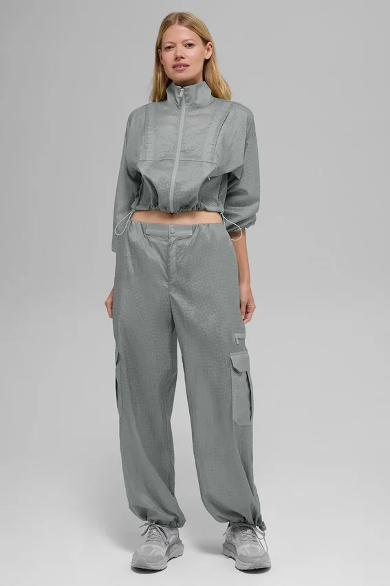 Pantalon de jogging Sheer Game Time à jambes larges - Gris lunaire