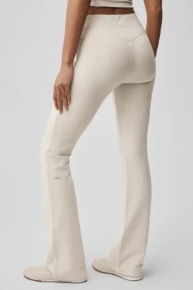Pantalon de jogging Sway à coupe évasée – Avoine chiné