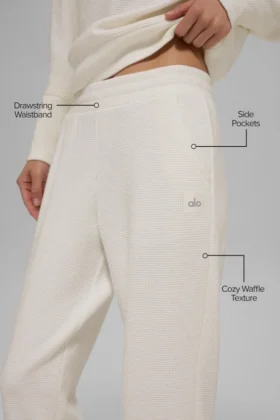 Pantalon de jogging Waffle Weekend Escape – Ivoire