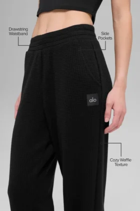 Pantalon de jogging Waffle Weekend Escape – Noir