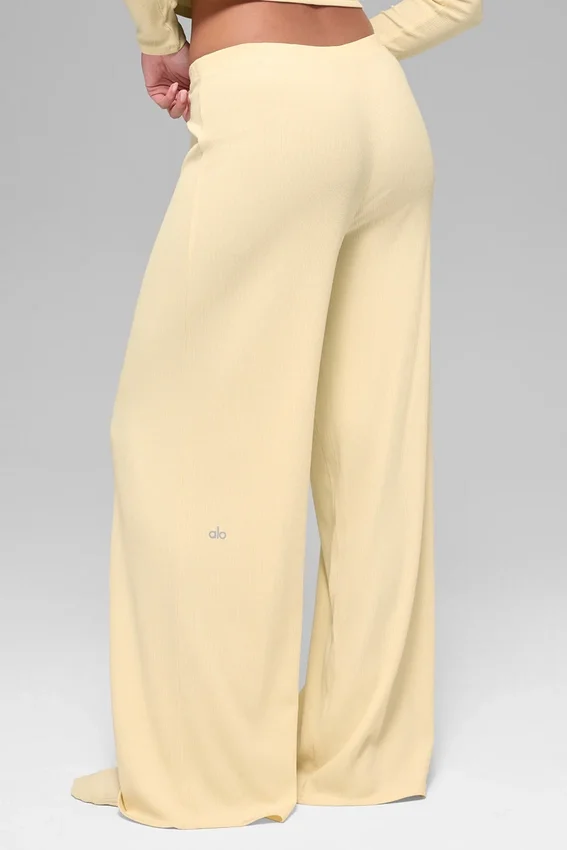 Pantalon droit Dreamlight à taille mi-haute – Jaune bougie