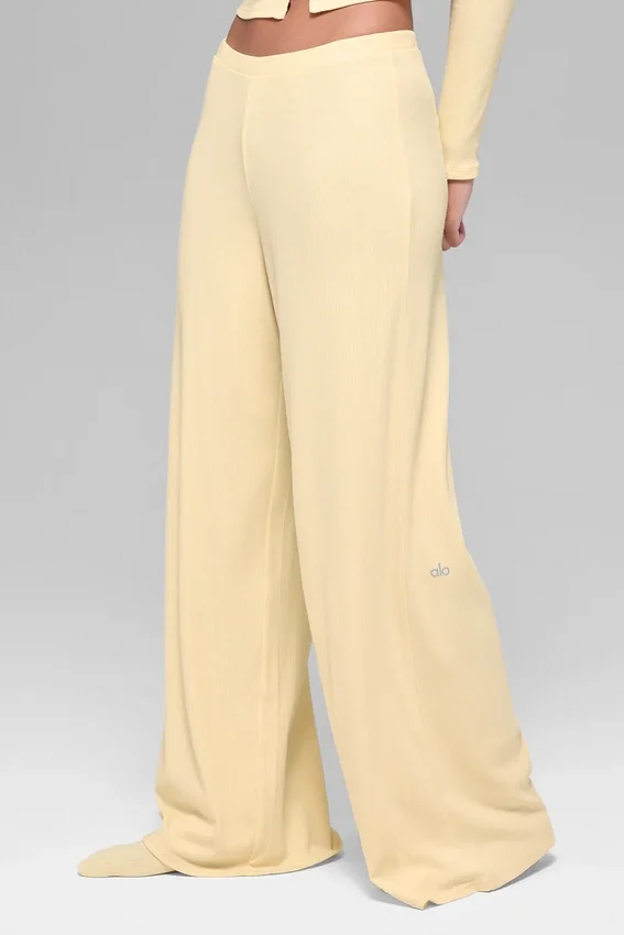 Pantalon droit Dreamlight à taille mi-haute – Jaune bougie