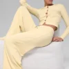 Pantalon droit Dreamlight à taille mi-haute – Jaune bougie
