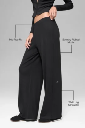 Pantalon droit Dreamlight à taille mi-haute – Noir
