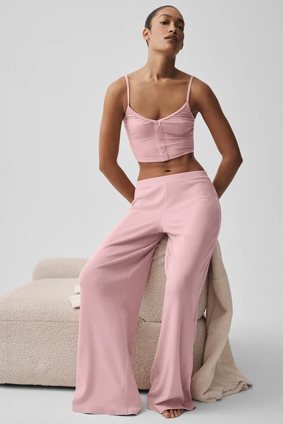 Pantalon droit Dreamlight à taille mi-haute - Rose vintage