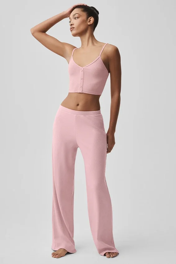 Pantalon droit Dreamlight à taille mi-haute - Rose vintage