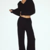 Pantalon droit High-Waist en cachemire Northstar – Noir