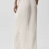 Pantalon droit High-Waist semi-transparent « Golden Hour » - Ivoire