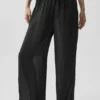 Pantalon droit High-Waist semi-transparent « Golden Hour » – Noir