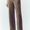 Pantalon droit Northstar en cachemire High-Waist – Alpine Cocoa Heather