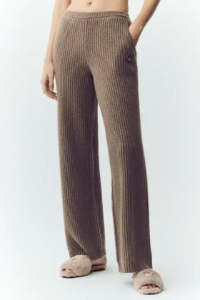 Pantalon droit Northstar en cachemire High-Waist – Alpine Cocoa Heather