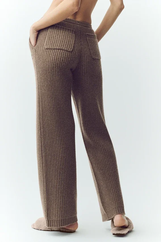 Pantalon droit Northstar en cachemire High-Waist – Alpine Cocoa Heather