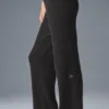 Pantalon en cachemire High-Waist et motif gaufré moelleux - Gris chiné foncé