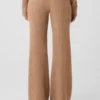 Pantalon en cachemire High-Waist et texture gaufrée - Amande grillée