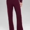 Pantalon en cachemire High-Waist et texture gaufrée - Bordeaux