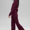 Pantalon en cachemire High-Waist et texture gaufrée - Bordeaux
