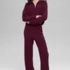 Pantalon en cachemire High-Waist et texture gaufrée - Bordeaux