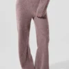 Pantalon en cachemire High-Waist et texture gaufrée - Gris champignon chiné