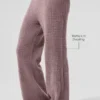 Pantalon en cachemire High-Waist et texture gaufrée - Gris champignon chiné