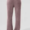Pantalon en cachemire High-Waist et texture gaufrée - Gris champignon chiné