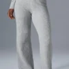 Pantalon en cachemire High-Waist et texture gaufrée - Gris chiné athlétique