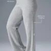 Pantalon en cachemire High-Waist et texture gaufrée - Gris chiné athlétique