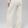 Pantalon en cachemire High-Waist et texture gaufrée - Ivoire