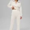 Pantalon en cachemire High-Waist et texture gaufrée - Ivoire
