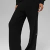 Pantalon en cachemire High-Waist et texture gaufrée - Noir