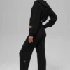 Pantalon en cachemire High-Waist et texture gaufrée - Noir