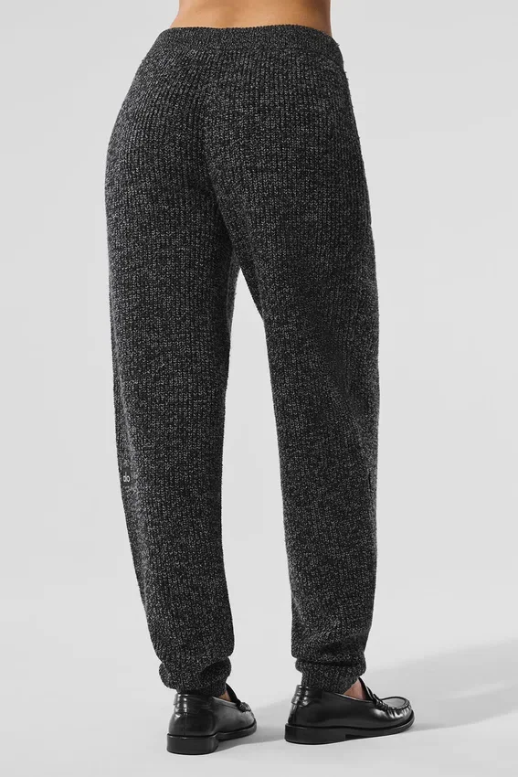 Pantalon en pull chiné - Noir chiné