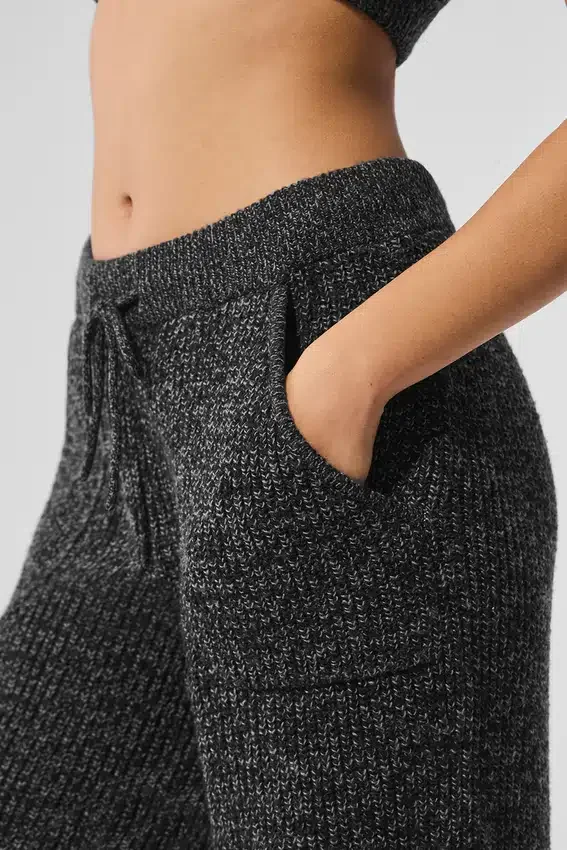 Pantalon en pull chiné - Noir chiné