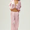 Pantalon en soie lumineuse (long) - Rose champagne